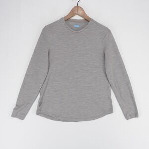 Icebreaker Sphere T Shirt Womens L Gray Heather Long Sleeve Cool Lite Merino